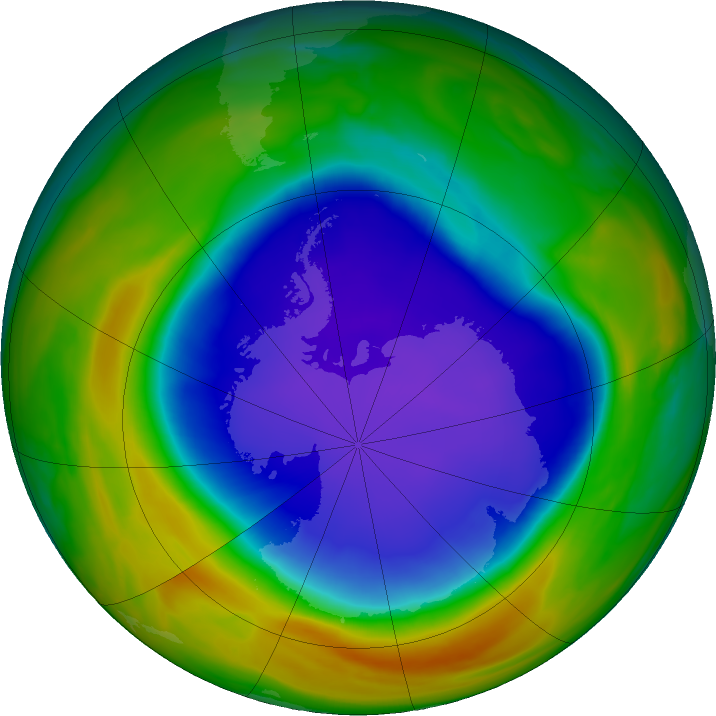 Antarctic ozone map for 30 October 2018